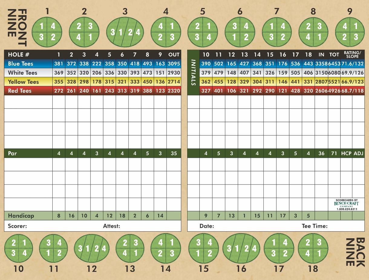 Scorecard Oak Valley Golf Course and Resort